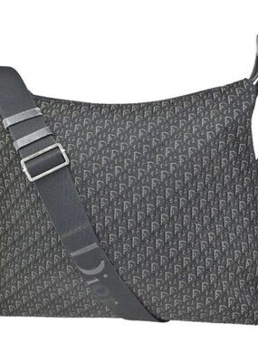 CHRISTIAN DIOR Logo Trotter Pattern Messenger Bag Canvas Leather BK SHW 79KD305